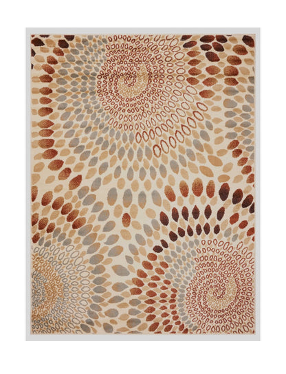 5’ x 7’ Cream and Brown Swirls Area Rug