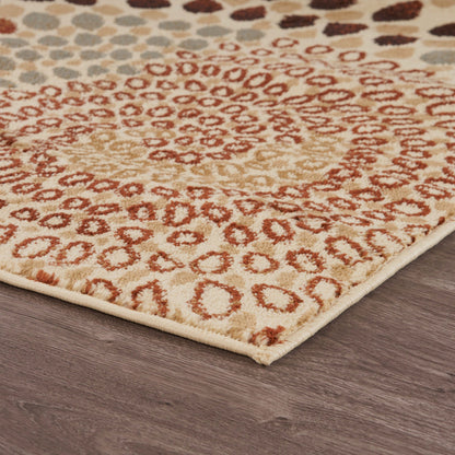 5’ x 7’ Cream and Brown Swirls Area Rug