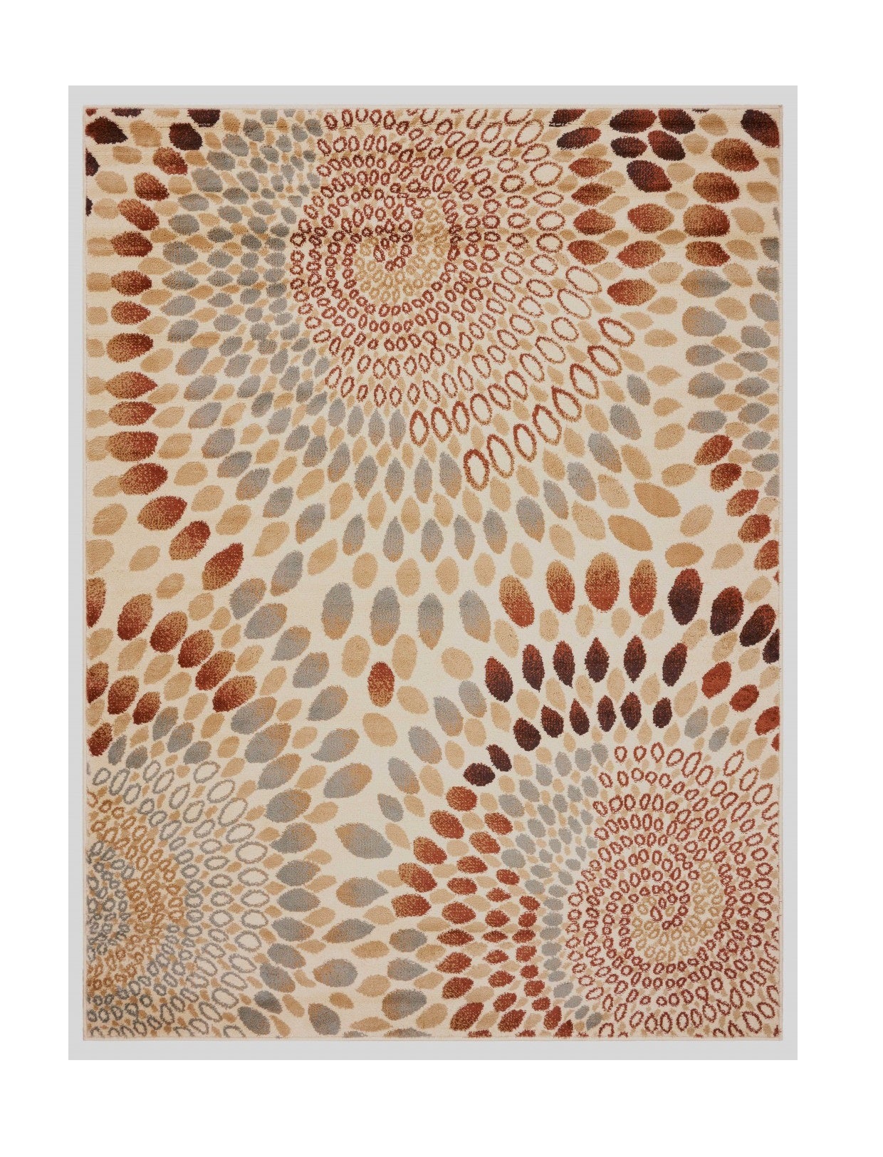 5’ x 7’ Cream and Brown Swirls Area Rug