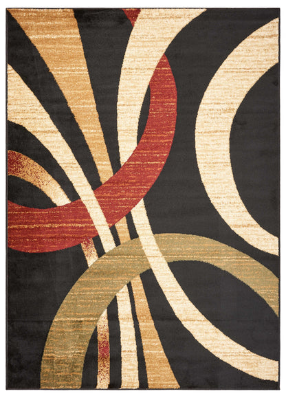 5’ x 7’ Black Abstract Geometric Area Rug