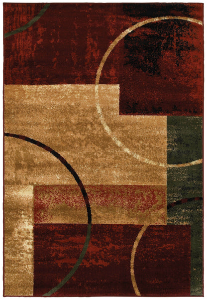 5’ x 7’ Red and Brown Geometric Area Rug