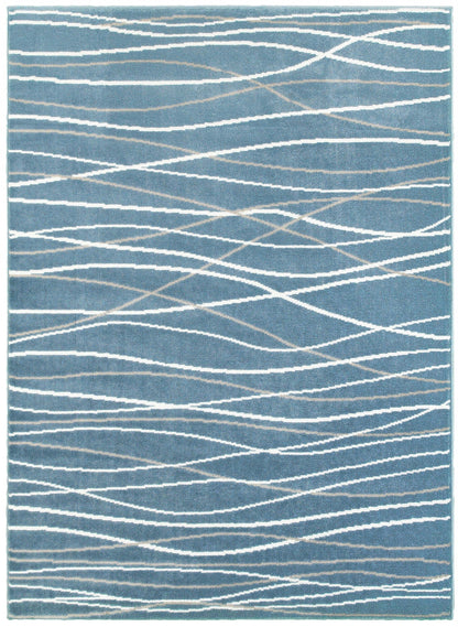 5’ x 7’ Blue Contemporary Waves Area Rug