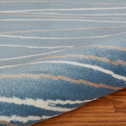 5’ x 7’ Blue Contemporary Waves Area Rug