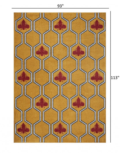 8’ x 9’ Yellow and Red Honey Bee Area Rug