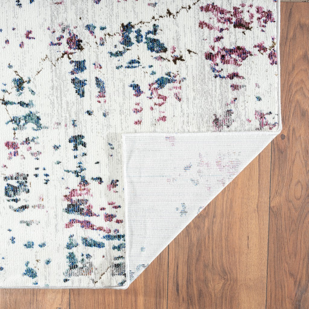 5’ x 8’ White Abstract Marble Area Rug