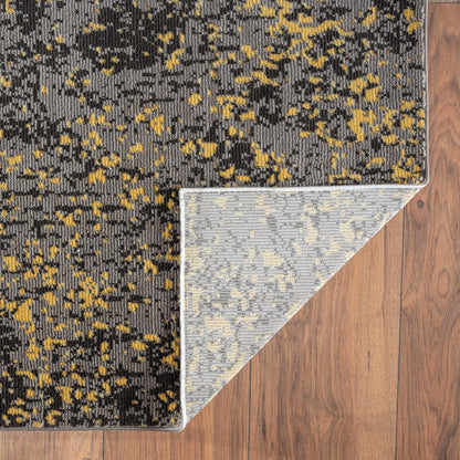 5’ x 8’ Gray and Yellow Abstract Sprinkle Area Rug