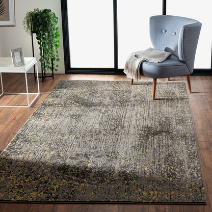 5’ x 8’ Gray and Yellow Abstract Sprinkle Area Rug