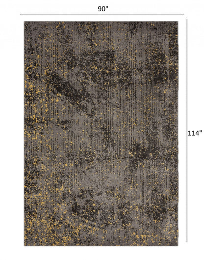 5’ x 8’ Gray and Yellow Abstract Sprinkle Area Rug