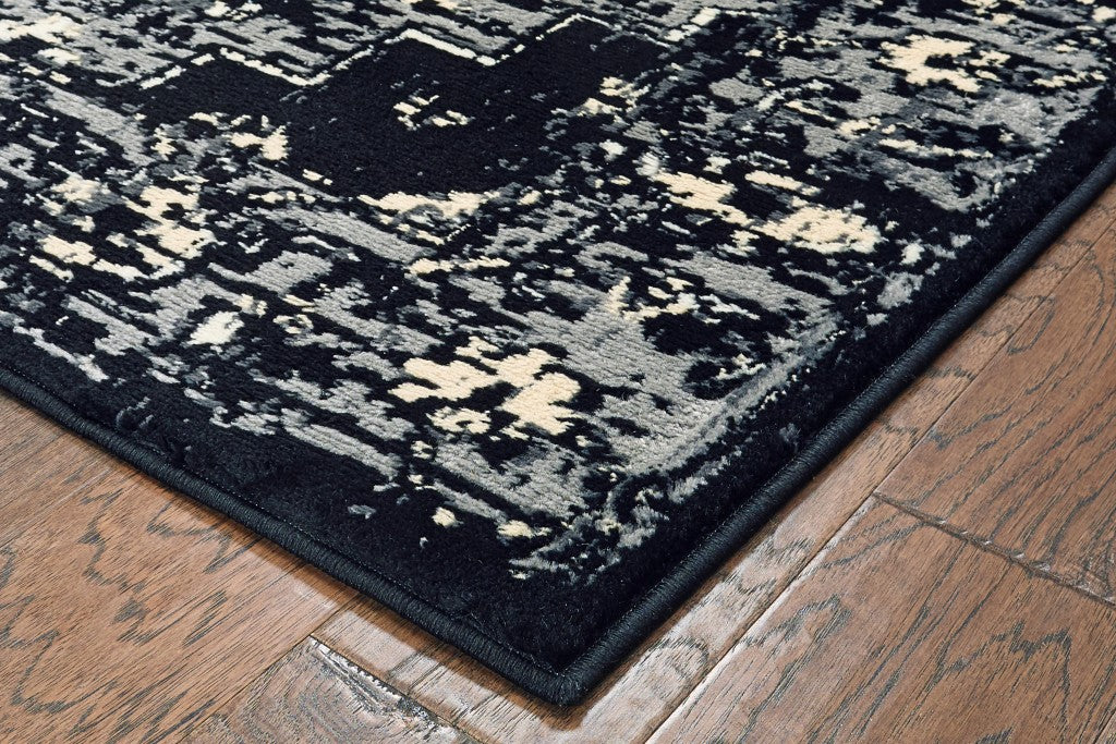 5’ x 7’ Black Medallion Oriental Area Rug