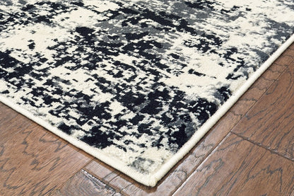 5’ x 7’ Black and White Abstract Area Rug