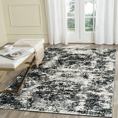 5’ x 7’ Black and White Abstract Area Rug