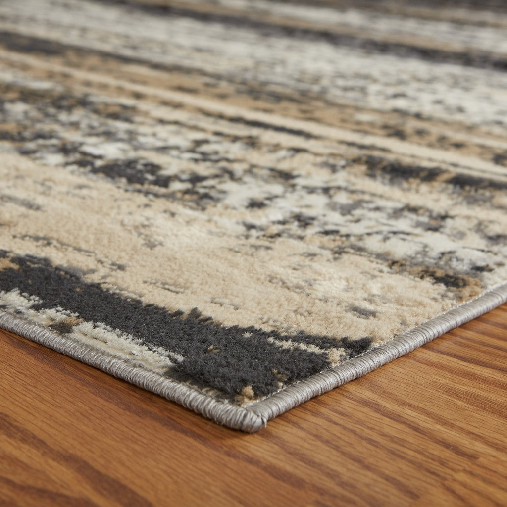 5’ x 7’ Beige and Black Abstract Desert Area Rug