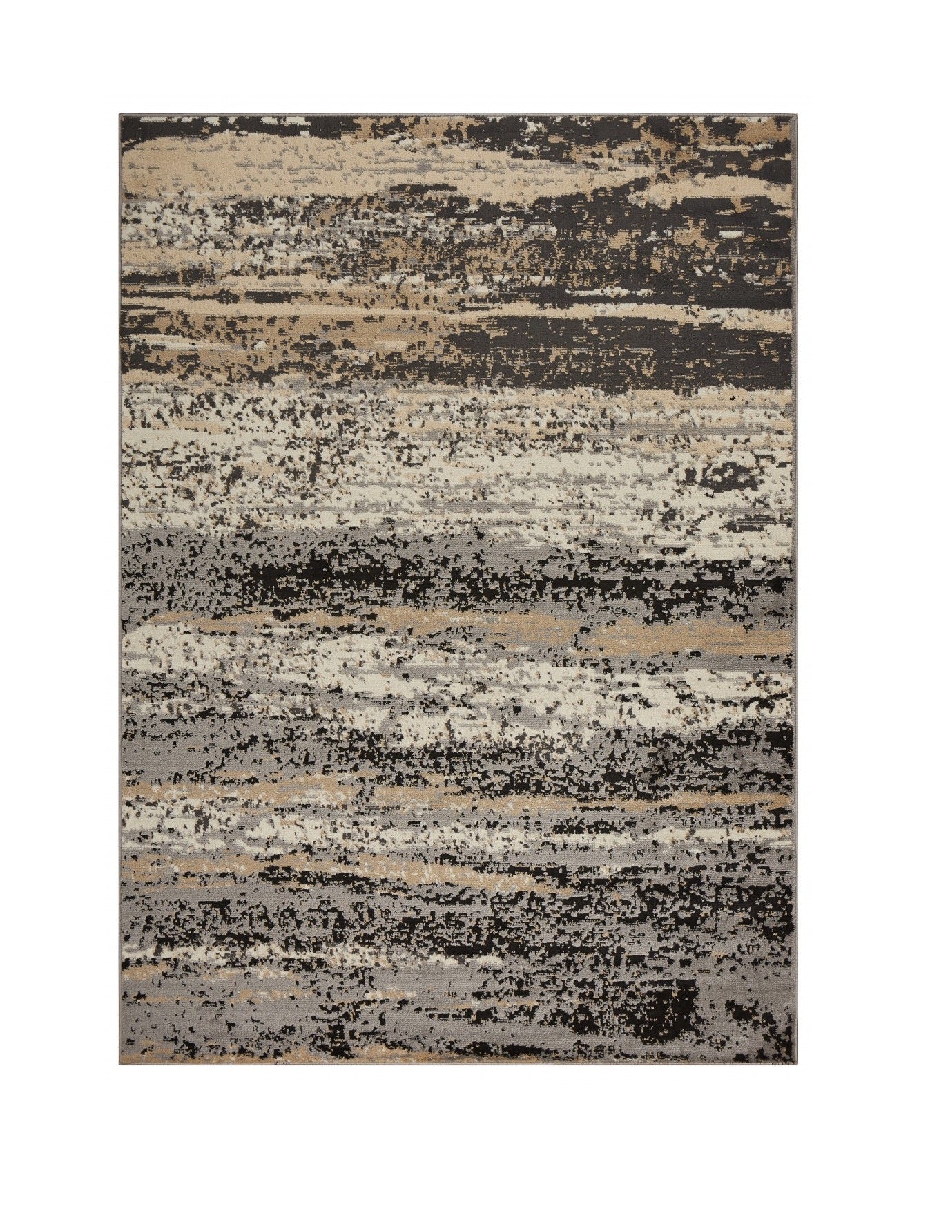 5’ x 7’ Beige and Black Abstract Desert Area Rug