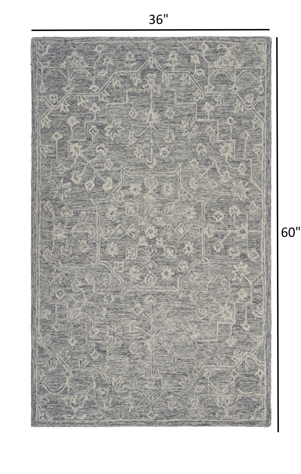 3’ x 5’ Gray Floral Finesse Area Rug