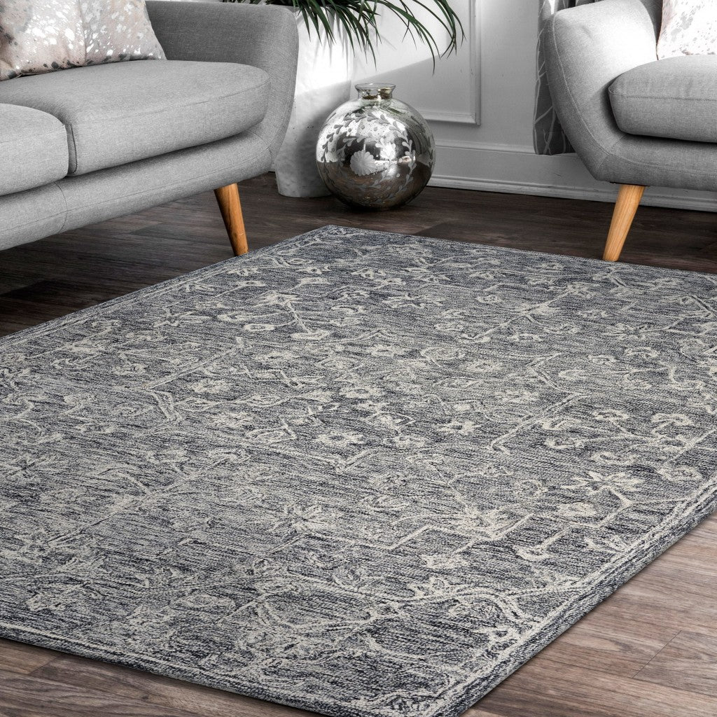 3’ x 5’ Gray Floral Finesse Area Rug