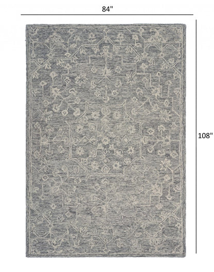 3’ x 5’ Gray Floral Finesse Area Rug