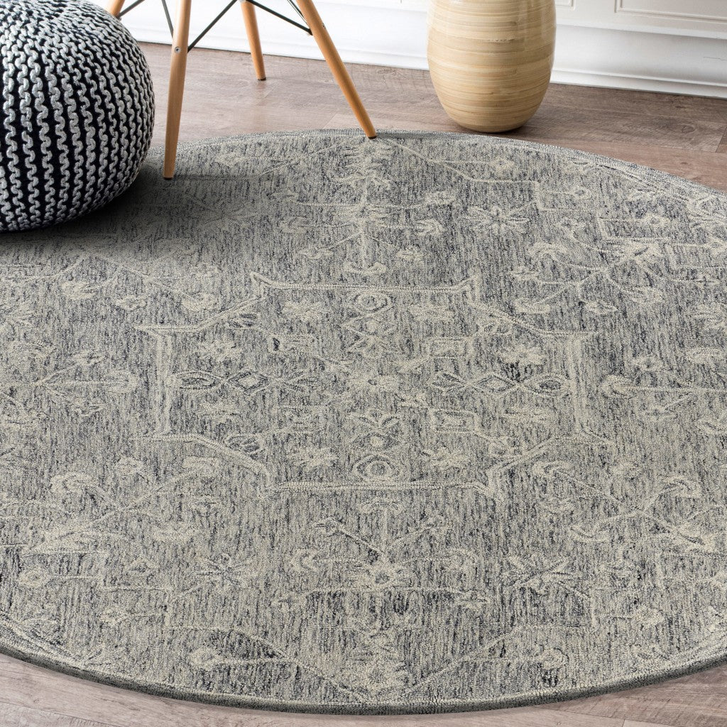 3’ x 5’ Gray Floral Finesse Area Rug