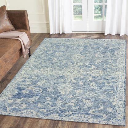 5’ x 8’ Blue and Ivory Interlacing Vines Area Rug