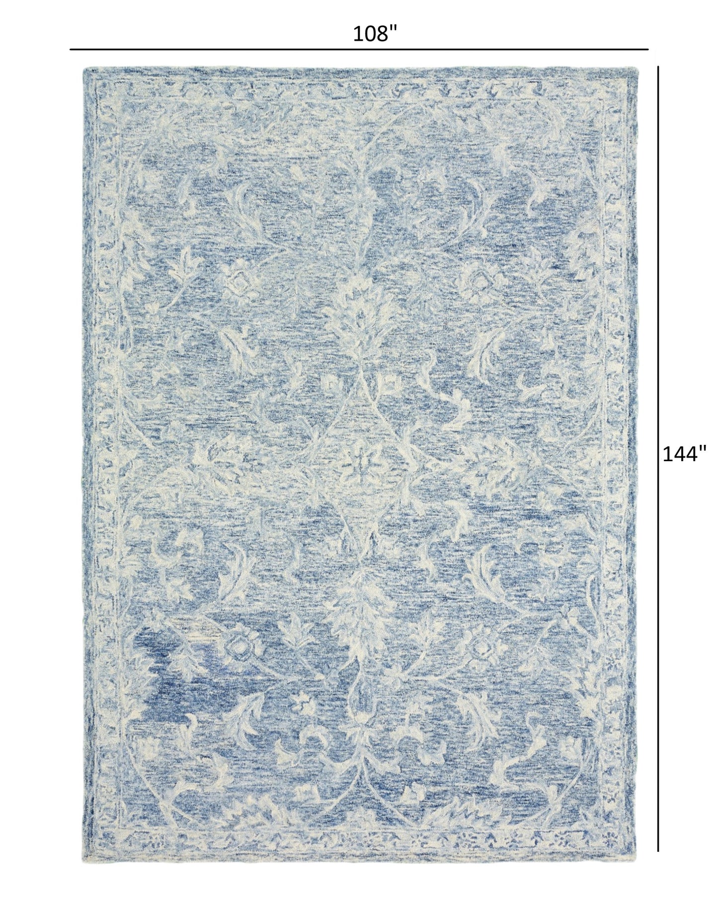 5’ x 8’ Blue and Ivory Interlacing Vines Area Rug