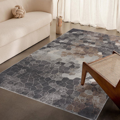 2’ x 3’ Beige Cobblestone Pattern Scatter Rug