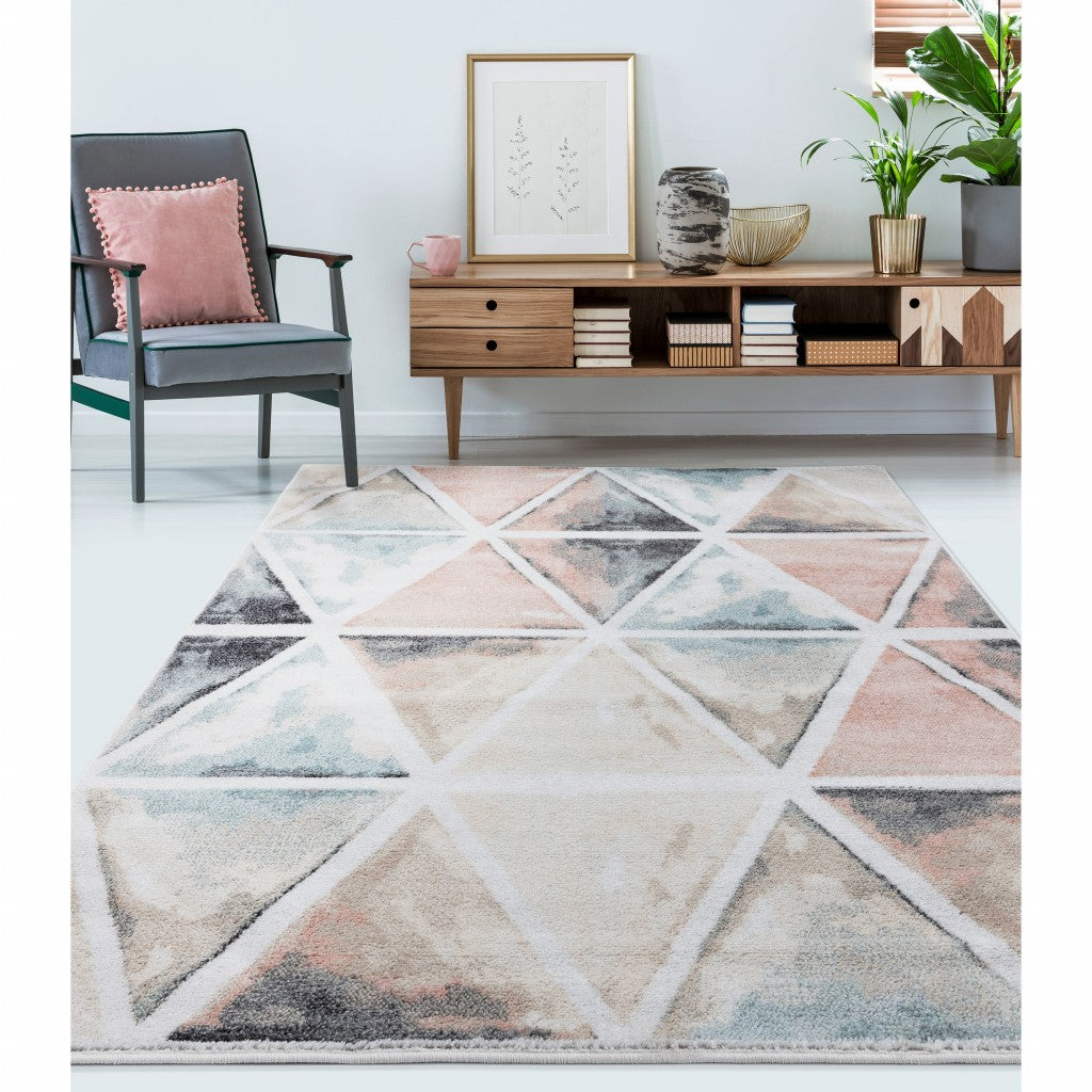 5’ x 7’ Ivory Watercolored Prism Area Rug