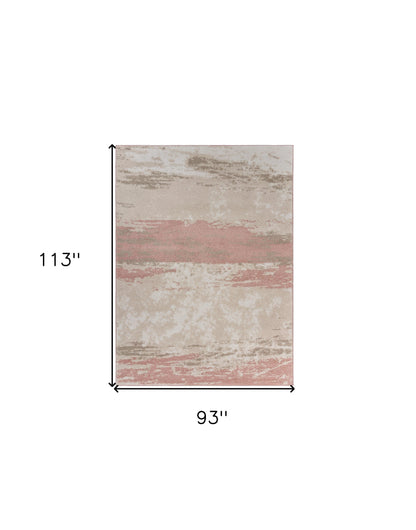 5’ x 7’ Blush and Beige Abstract Strokes Area Rug