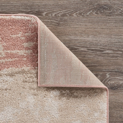 5’ x 7’ Blush and Beige Abstract Strokes Area Rug