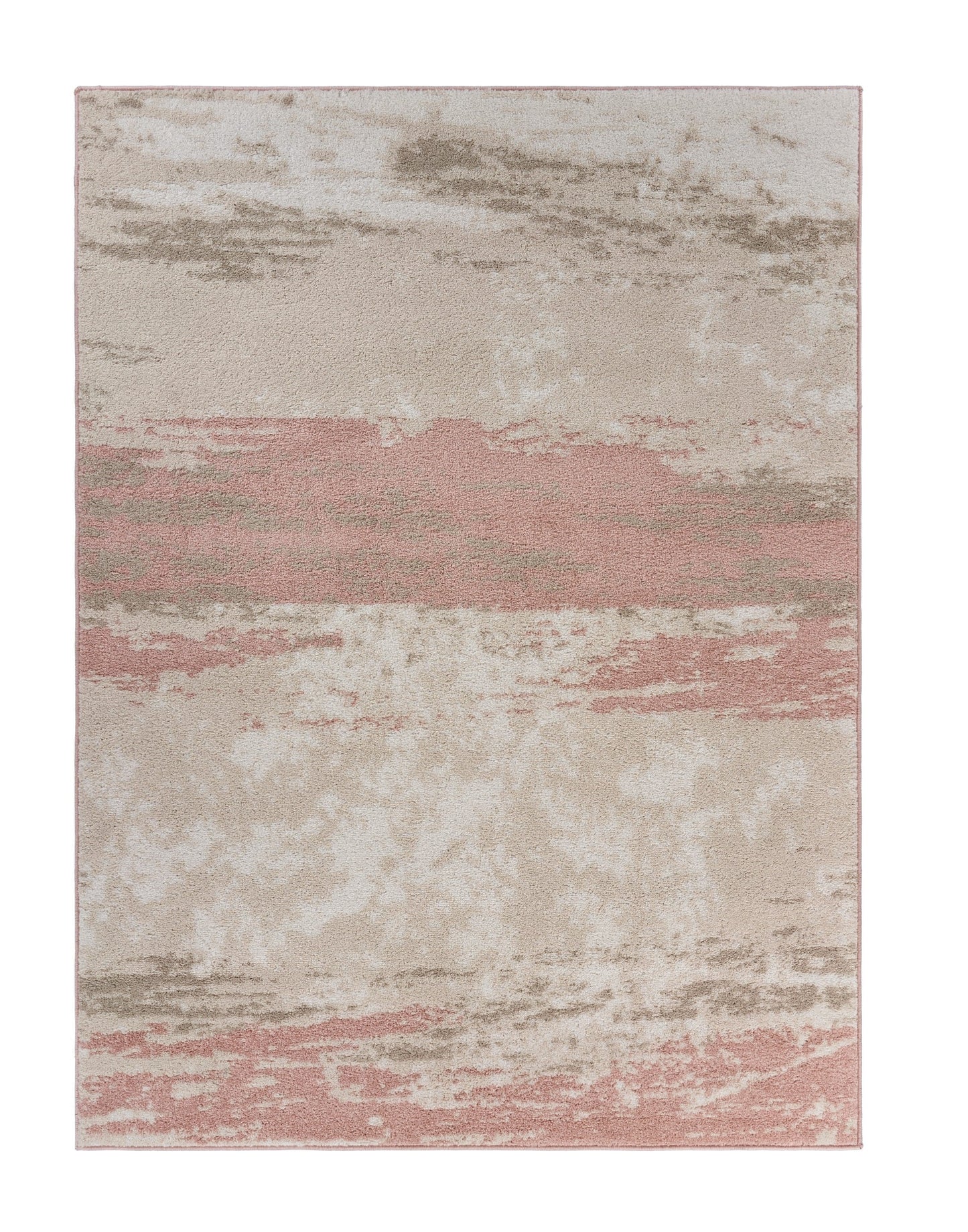 5’ x 7’ Blush and Beige Abstract Strokes Area Rug