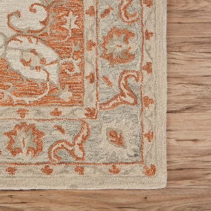 8’ x 10’ Orange and Ivory Medallion Area Rug