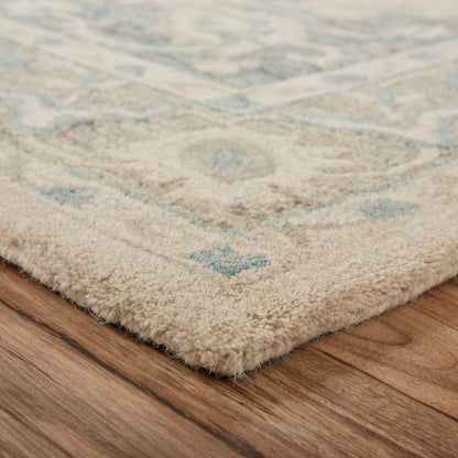 5’ x 8’ Turquoise and Cream Medallion Area Rug