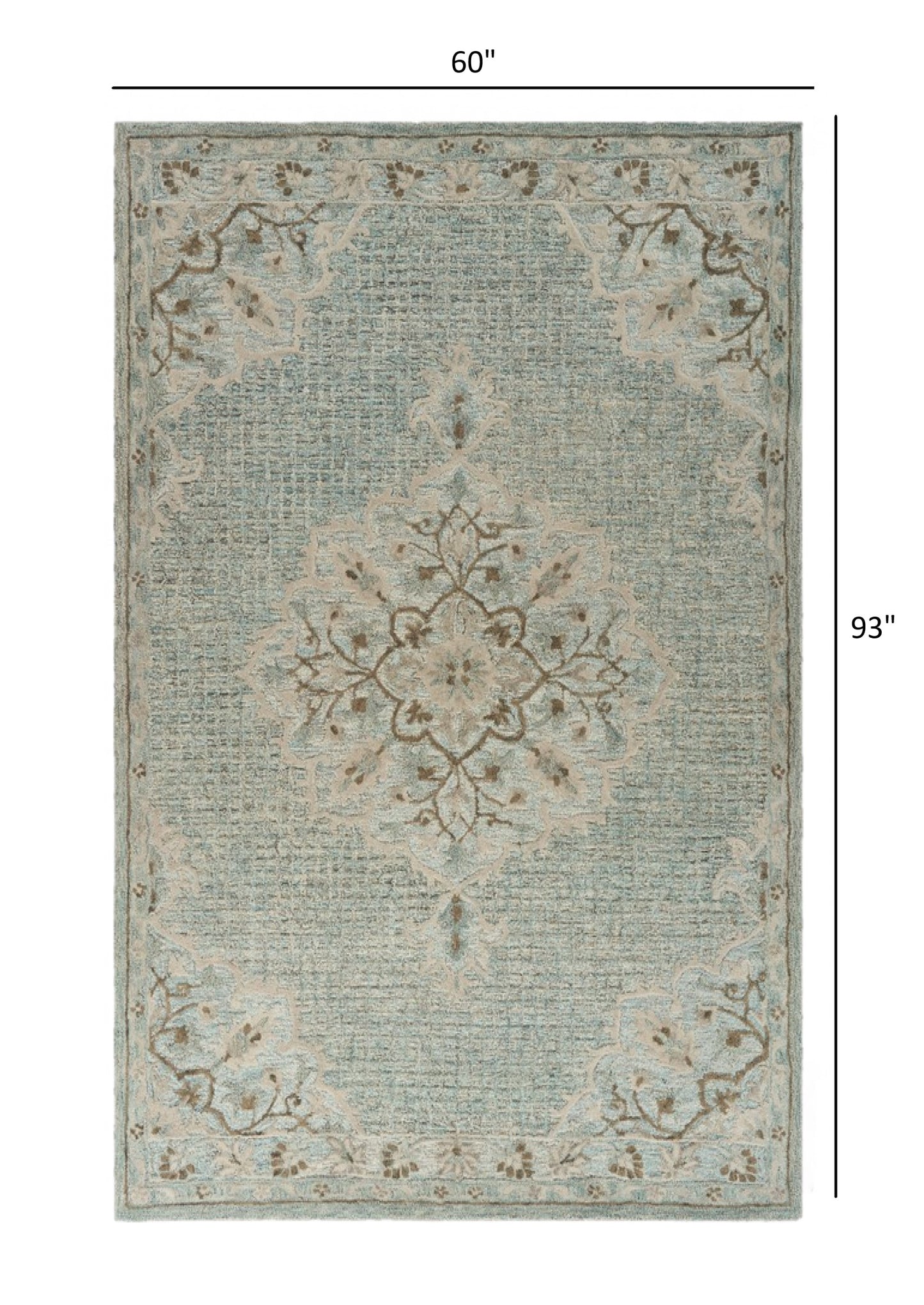 5' X 8' Blue Wool Hand Tufted Area Rug