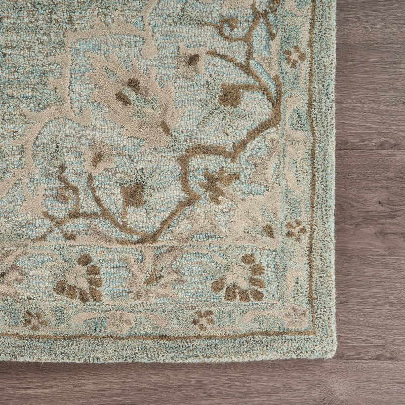 5' X 8' Blue Wool Hand Tufted Area Rug