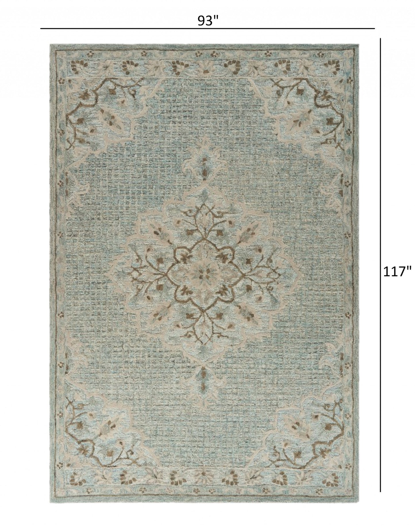 5' X 8' Blue Wool Hand Tufted Area Rug