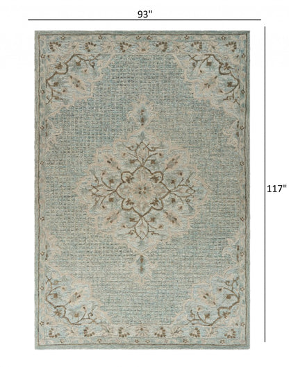 5' X 8' Blue Wool Hand Tufted Area Rug