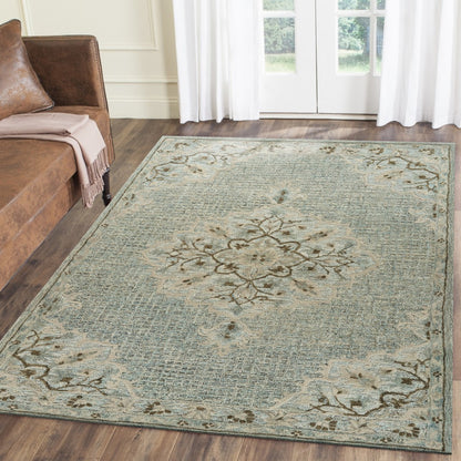 5' X 8' Blue Wool Hand Tufted Area Rug