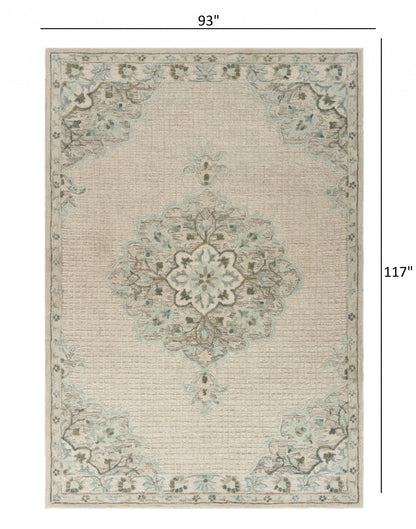 5' X 8' Ivory Wool Dhurrie Handmade Area Rug