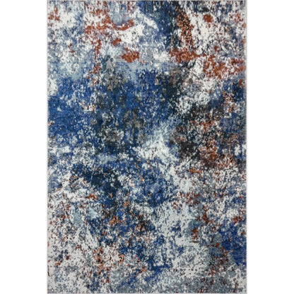 5’ x 8’ Blue and White Abstract Ocean Area Rug