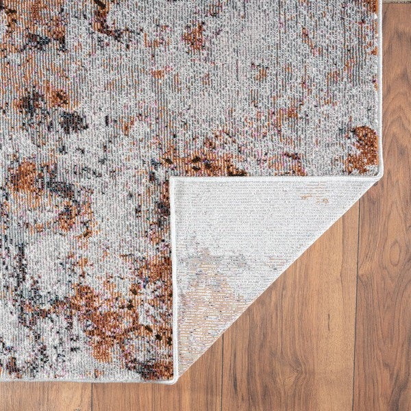 5’ x 8’ Brown and White Abstract Earth Area Rug