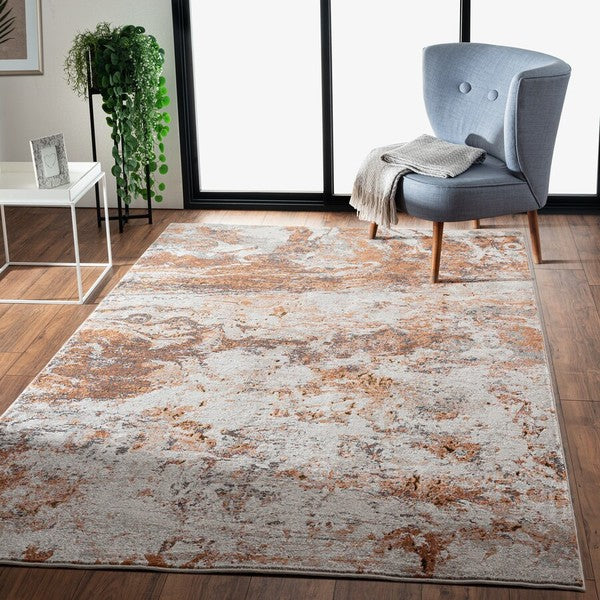 5’ x 8’ Brown and White Abstract Earth Area Rug