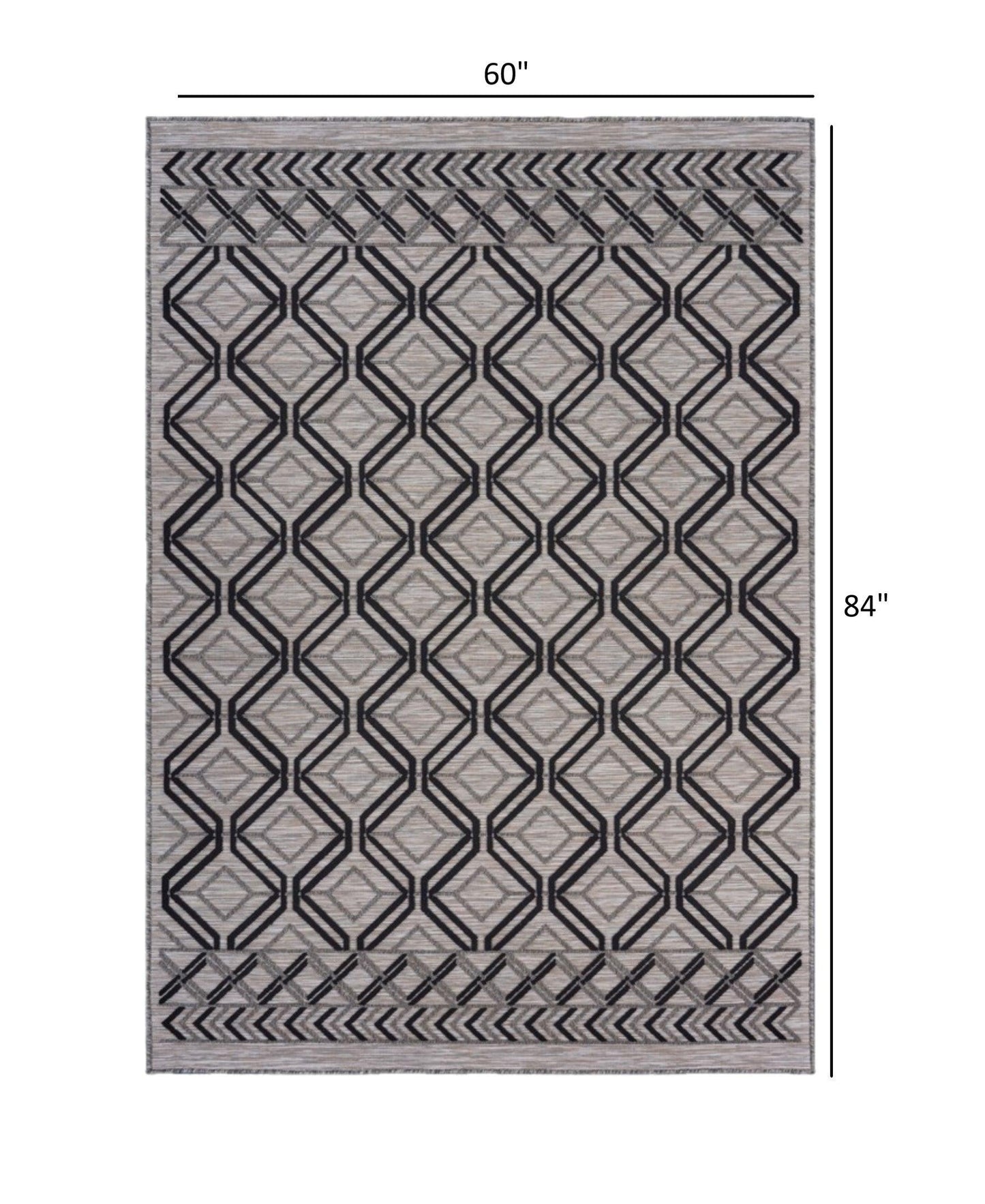 5' X 7' Black And Tan Indoor Outdoor Area Rug - FurniFindUSA