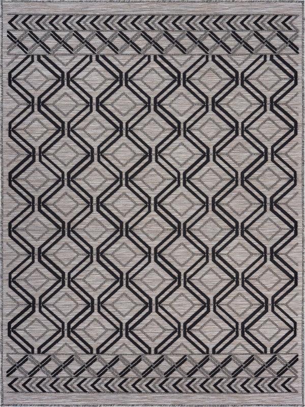 5' X 7' Black And Tan Indoor Outdoor Area Rug - FurniFindUSA