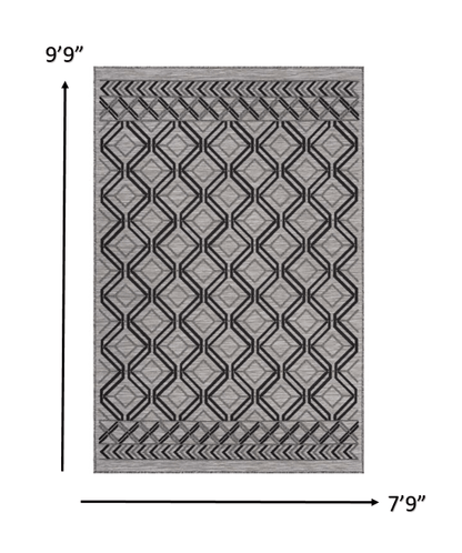 5' X 7' Black And Tan Indoor Outdoor Area Rug - FurniFindUSA