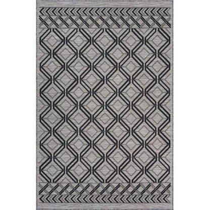 5' X 7' Black And Tan Indoor Outdoor Area Rug - FurniFindUSA