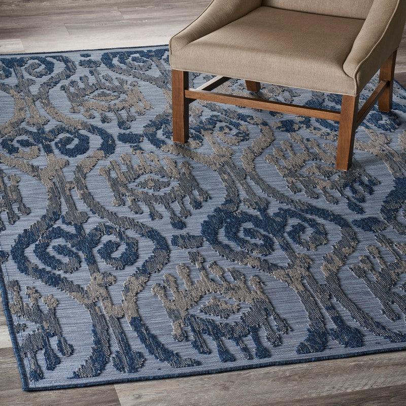 5' X 7' Blue And Yellow Indoor Outdoor Area Rug - FurniFindUSA