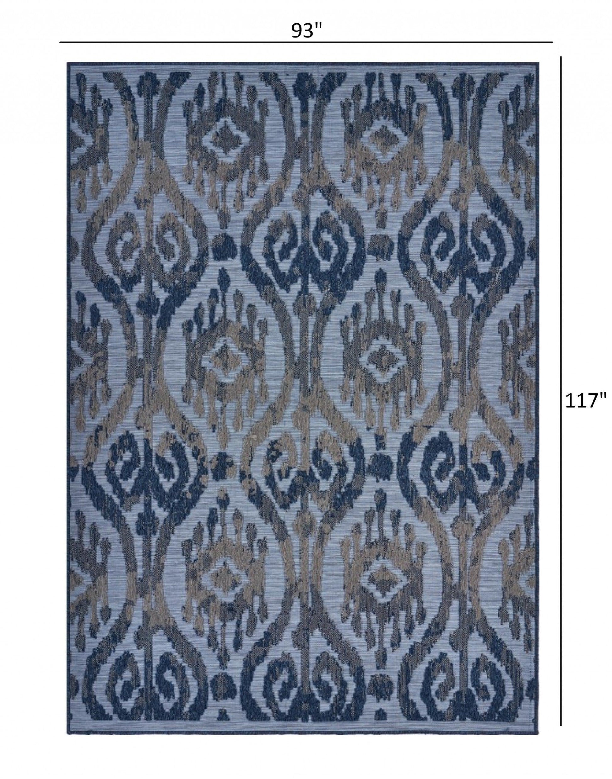 5' X 7' Blue And Yellow Indoor Outdoor Area Rug - FurniFindUSA