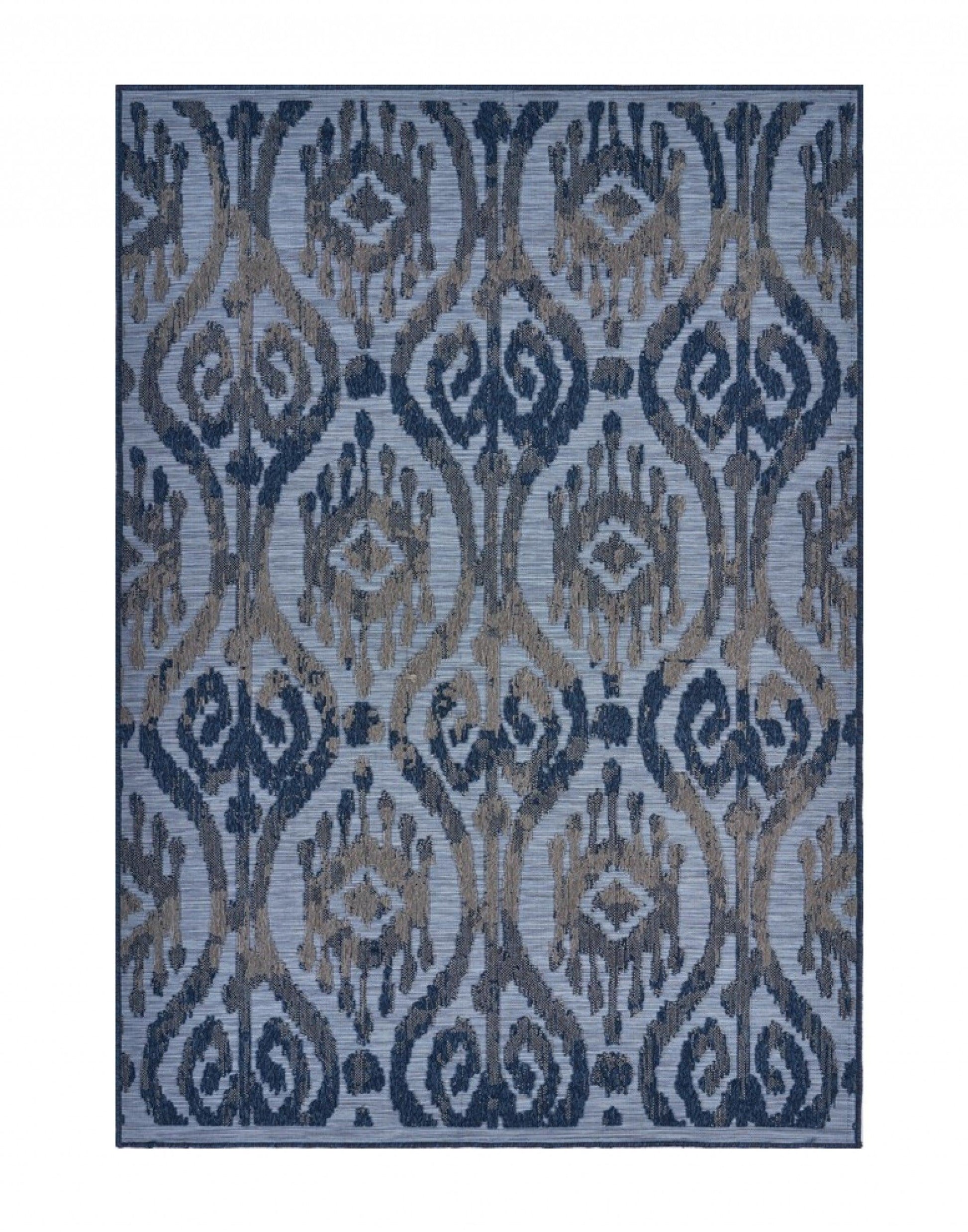 5' X 7' Blue And Yellow Indoor Outdoor Area Rug - FurniFindUSA