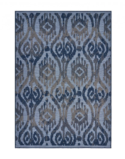 5' X 7' Blue And Yellow Indoor Outdoor Area Rug - FurniFindUSA