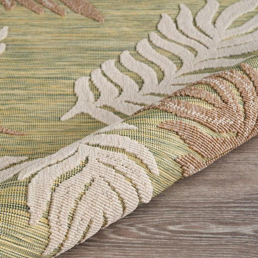 5' X 7' Green And Ivory Indoor Outdoor Area Rug - FurniFindUSA