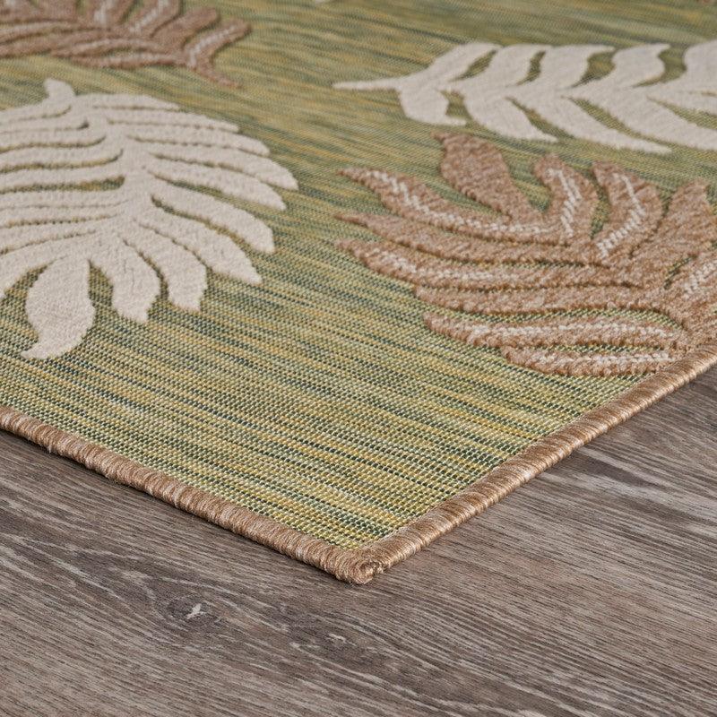 5' X 7' Green And Ivory Indoor Outdoor Area Rug - FurniFindUSA