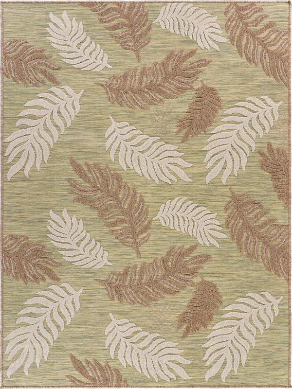 5' X 7' Green And Ivory Indoor Outdoor Area Rug - FurniFindUSA